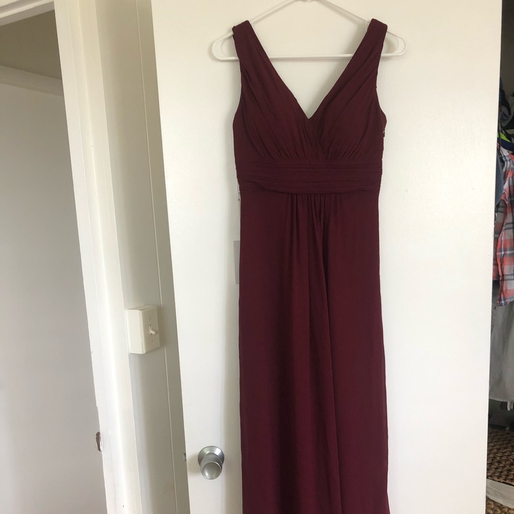 Maroon Samantha Paige bridesmaid dress